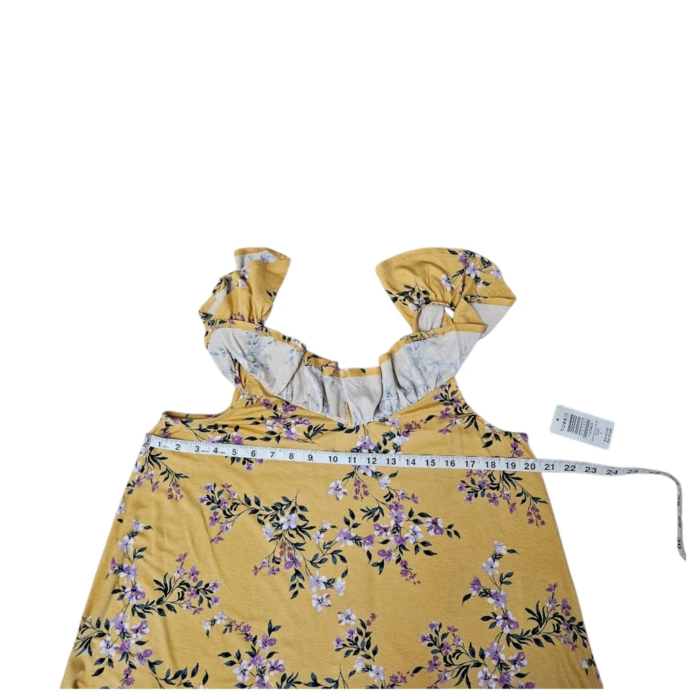 Torrid Floral Ruffle Tank Top V-Neck NEW 1X Torrid Size 1 Yellow - Picture 3 of 11
